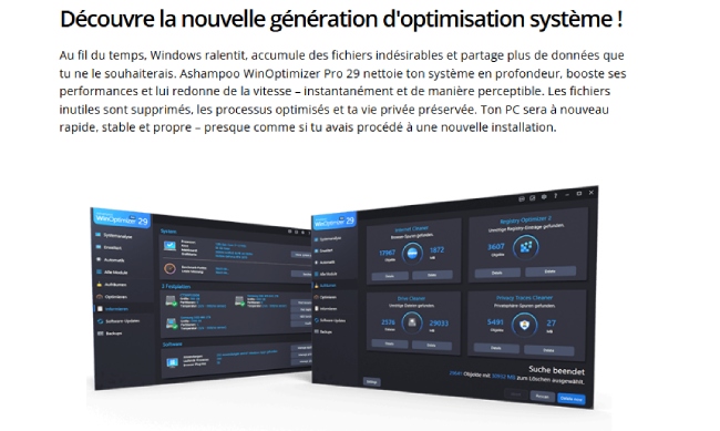 Interface d’Ashampoo WinOptimizer